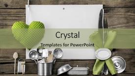  Presentation with kitchen utensils - Amazing presentation design having food billboard - menu card with old kitchen backdrop and a mint green colored foreground