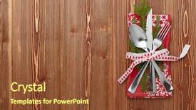  Presentation with food red - Audience pleasing presentation consisting of food billboard - spoon knife and fork backdrop and a tawny brown colored foreground