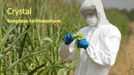 Presentation with food biotechnology - Beautiful slide deck featuring food biotechnology - bio technology professional in uniform backdrop and a tawny brown colored foreground