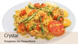  Presentation with chicken curry - Presentation enhanced with indian biriani curry with chicken background and a gold colored foreground