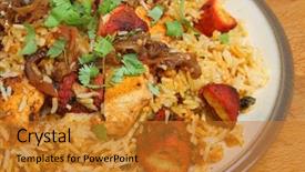  Presentation with chicken curry - PPT theme having indian chicken tikka biriyani curry background and a gold colored foreground