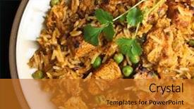 Presentation with chicken curry - Theme having indian chicken tikka biriyani curry background and a gold colored foreground