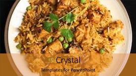  Presentation with indian food - PPT theme enhanced with rice food - indian chicken tikka briyani meal background and a gold colored foreground