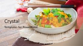  Presentation with butter - Slide set with tikka massala chicken basmati rice background and a coral colored foreground