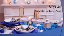  Presentation with table setting - PPT layouts with food blue - beautiful christmas table setting background and a soft green colored foreground
