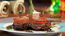  Presentation with blue food - Presentation design having food blue - grilled rack of lamb background and a red colored foreground