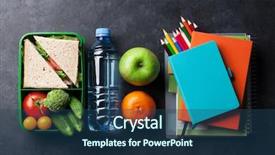  Presentation with kids food - Slides enhanced with food box and school supplies background and a ocean colored foreground