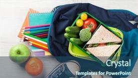  Presentation with lunch box - Cool new theme with food box and school supplies backdrop and a ocean colored foreground