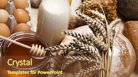  Presentation with bread - Colorful presentation theme enhanced with food breaded - bread composition backdrop and a tawny brown colored foreground