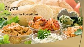  Presentation with bread - Audience pleasing theme consisting of food breaded - dips with bread backdrop and a lemonade colored foreground