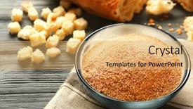  Presentation with bread - Colorful presentation design enhanced with food breaded - glass bowl with bread crumbs backdrop and a yellow colored foreground