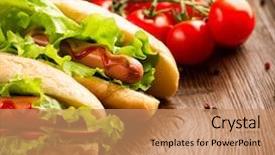  Presentation with dog - Slide set with food breaded - hot dog grilled hot dogs background and a coral colored foreground