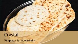  Presentation with indian food - Presentation design consisting of food breaded - indian naan and roti flatbreads background and a yellow colored foreground