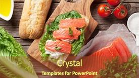  Presentation with cream cheese and fruit sandwich - PPT layouts consisting of food breaded - sandwich with ciabatta bread salmon background and a tawny brown colored foreground