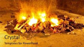  Presentation with broiler - Colorful theme enhanced with food broiler flame - barbecue fire backdrop and a gold colored foreground