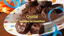  Presentation with indian sweets festive food - PPT theme enhanced with food brownies - chocolate frosted brownie bites background and a tawny brown colored foreground