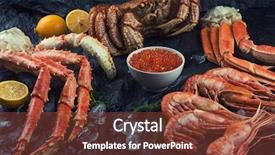  Presentation with crab - PPT theme consisting of food cancer - set of seafood red background and a tawny brown colored foreground
