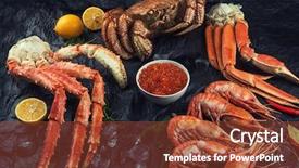  Presentation with caviar - Presentation design enhanced with food cancer - set of seafood red background and a tawny brown colored foreground