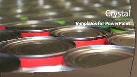  Presentation with food processing - Cool new PPT theme with food cans for charity close backdrop and a violet colored foreground
