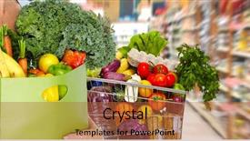  Presentation with paper bag - Beautiful presentation theme featuring food cart - woman with paper bag backdrop and a red colored foreground