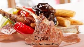  Presentation with catering - Presentation theme having food catering - ribs with vegetables background and a coral colored foreground