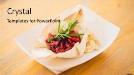  Presentation with beetroot - Beautiful PPT theme featuring food catering cooking and eating concept - close up of dough cornet with beetroot filling backdrop and a lemonade colored foreground