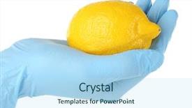  Presentation with allergy food - Presentation theme enhanced with food caution - allergy concept hand in blue background and a light blue colored foreground