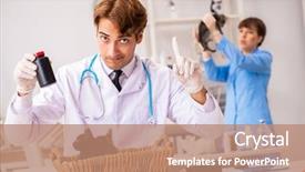  Presentation with caution - Presentation design enhanced with food caution - doctor and assistant in vet background and a coral colored foreground