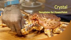  Presentation with customers - PPT theme enhanced with food chain - chef is demonstrating the live background and a coral colored foreground