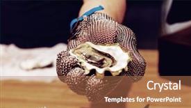  Presentation with open an account - Presentation with food chain - chef is shoving open oyster background and a coral colored foreground