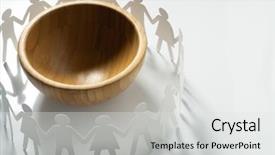  Presentation with famine - Slide set featuring food chain - circle of paper people holding background and a white colored foreground