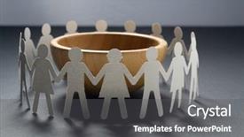  Presentation with bowl - Presentation design featuring food chain - circle of paper people holding background and a dark gray colored foreground
