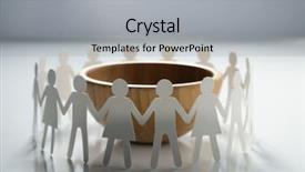  Presentation with famine - Beautiful PPT layouts featuring food chain - circle of paper people holding backdrop and a light gray colored foreground