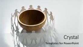  Presentation with famine - PPT layouts having food chain - circle of paper people holding background and a light gray colored foreground