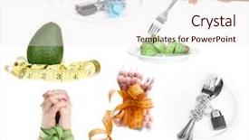  Presentation with concept - Audience pleasing presentation design consisting of food chain - concept of dieting isolated backdrop and a sky blue colored foreground