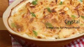  Presentation with ceramic - Cool new slide deck with food cheese - dauphinois potatoes in ceramic casserole backdrop and a yellow colored foreground