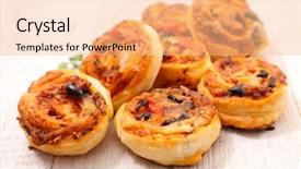  Presentation with snack food - Cool new PPT layouts with food cheese - pizza roll appetizer snack backdrop and a lemonade colored foreground