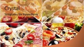  Presentation with pizza - Presentation theme consisting of food cheese - set of different pizza background and a gold colored foreground