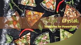  Presentation with meat food - Slide set featuring food cheese meat seafood - creative pizza background and a  colored foreground