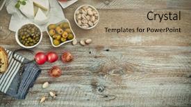  Presentation with tapas - Cool new presentation design with food cheese meat seafood - national spanish tapas backdrop and a coral colored foreground