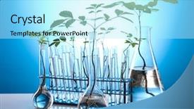  Presentation with test food - Slides with food chemistry - plants in test tubes background and a  colored foreground