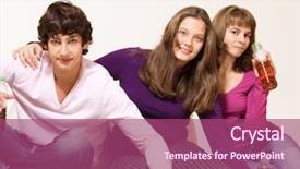  Presentation with bottles - Presentation theme having free fast food - hungry friends with crisps background and a violet colored foreground