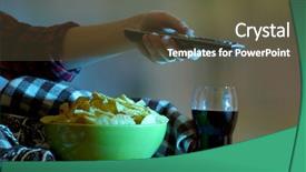  Presentation with new cold room storage - Slides featuring change mangement - someone watching tv with crisps background and a  colored foreground