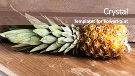  Presentation with pineapple a yellow wooden - PPT layouts consisting of food climate seasons - fresh juicy pineapple on wooden background and a  colored foreground