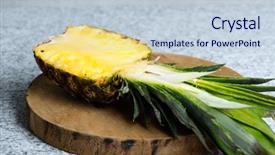  Presentation with fresh coconut juice decorated tropical - PPT theme having food climate seasons - fresh juicy pineapple background and a  colored foreground