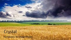  Presentation with blue gold - PPT theme enhanced with food climate seasons - gold wheat field and blue background and a  colored foreground