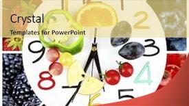  Presentation with healthy food - Colorful PPT theme enhanced with food clock healthy food concept backdrop and a blonde colored foreground
