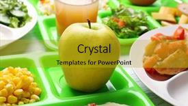  Presentation with school lunch - Slide deck featuring food closeup concept of school background and a gold colored foreground