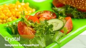  Presentation with school cafeteria - Colorful theme enhanced with food closeup concept of school backdrop and a shamrock green colored foreground