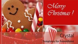  Presentation with gingerbread man - Slide deck enhanced with food collage - christmas greeting card with macro background and a red colored foreground